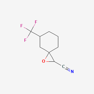 molecular formula C9H10F3NO B13156216 5-(Trifluoromethyl)-1-oxaspiro[2.5]octane-2-carbonitrile 