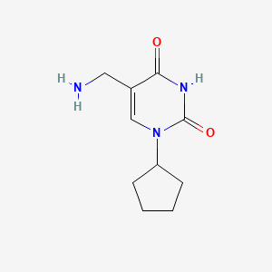 molecular formula C10H15N3O2 B13156461 5-(Aminomethyl)-1-cyclopentyl-1,2,3,4-tetrahydropyrimidine-2,4-dione 