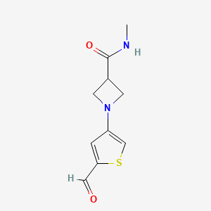 molecular formula C10H12N2O2S B13156465 1-(5-Formylthiophen-3-yl)-N-methylazetidine-3-carboxamide 