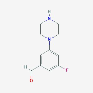 3-Fluoro-5-(piperazin-1-yl)benzaldehyde