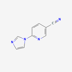 molecular formula C9H6N4 B1315657 6-(1H-咪唑-1-基)吡啶-3-碳腈 CAS No. 923156-23-4