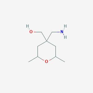 molecular formula C9H19NO2 B13156580 [4-(Aminomethyl)-2,6-dimethyloxan-4-yl]methanol 