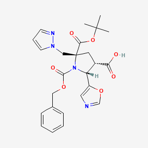 1,2,4-pyrrolidinetricarboxylic acid, 5-(5-oxazolyl)-2-(1H-pyrazol-1-ylmethyl)-, 2-(1,1-dimethylethyl) 1-(phenylmethyl) ester, (2R,4S,5R)-