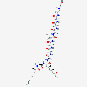 (2S)-N-[(4R,6S)-1-[[(2S)-1-[[1-[[1-[[(E)-1-[[(2S)-1-[[1-[[1-[3-[2-hydroxyethyl(methyl)amino]prop-1-en-2-ylamino]-2-methyl-1-oxopropan-2-yl]amino]-2-methyl-1-oxopropan-2-yl]amino]-1-oxopropan-2-yl]amino]-3-methyl-1-oxopent-2-en-2-yl]amino]-2-methyl-1-oxopropan-2-yl]amino]-2-methyl-1-oxopropan-2-yl]amino]-1-oxopropan-2-yl]amino]-4,6-dimethyl-1,8-dioxodecan-2-yl]-1-[(2R)-2-methyldecanoyl]pyrrolidine-2-carboxamide