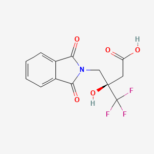 molecular formula C13H10F3NO5 B13156780 (r)-3-((1,3-Dioxoisoindolin-2-yl)methyl)-4,4,4-trifluoro-3-hydroxybutanoic acid 