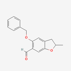 molecular formula C17H16O3 B13156798 5-(Benzyloxy)-2-methyl-2,3-dihydro-1-benzofuran-6-carbaldehyde 