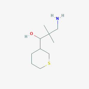 molecular formula C10H21NOS B13156835 3-Amino-2,2-dimethyl-1-(thian-3-yl)propan-1-ol 