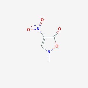 molecular formula C4H4N2O4 B13157008 5(2H)-Isoxazolone, 2-methyl-4-nitro- CAS No. 138842-45-2