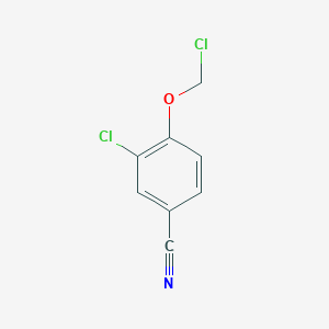 molecular formula C8H5Cl2NO B13157029 3-Chloro-4-(chloromethoxy)benzonitrile 