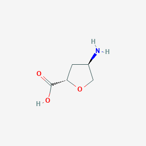 molecular formula C5H9NO3 B13157059 trans-4-Aminotetrahydrofuran-2-carboxylic acid 