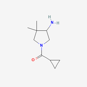 molecular formula C10H18N2O B13157083 1-Cyclopropanecarbonyl-4,4-dimethylpyrrolidin-3-amine 