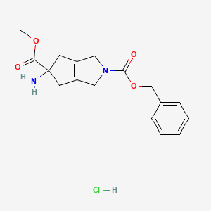 molecular formula C17H21ClN2O4 B13157165 2-benzyl 5-methyl 5-amino-3,4,5,6-tetrahydrocyclopenta[c]pyrrole-2,5(1H)-dicarboxylate hydrochloride 