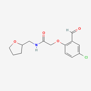 molecular formula C14H16ClNO4 B13157190 2-(4-chloro-2-formylphenoxy)-N-(tetrahydrofuran-2-ylmethyl)acetamide 