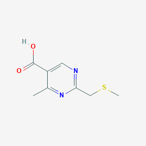 molecular formula C8H10N2O2S B13157254 4-Methyl-2-[(methylsulfanyl)methyl]pyrimidine-5-carboxylic acid 