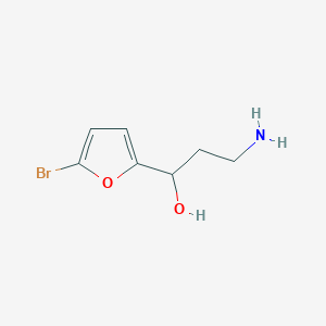 molecular formula C7H10BrNO2 B13157304 3-Amino-1-(5-bromofuran-2-yl)propan-1-ol 