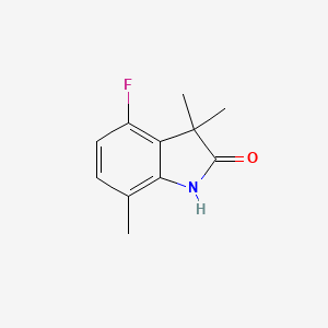 molecular formula C11H12FNO B13157381 4-fluoro-3,3,7-trimethyl-2,3-dihydro-1H-indol-2-one 