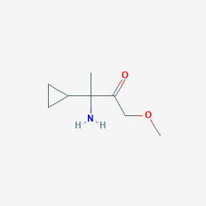 molecular formula C8H15NO2 B13157402 3-Amino-3-cyclopropyl-1-methoxybutan-2-one 