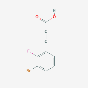 molecular formula C9H4BrFO2 B13157493 3-(3-Bromo-2-fluorophenyl)prop-2-ynoic acid 