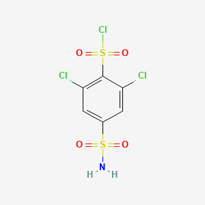 molecular formula C6H4Cl3NO4S2 B13157540 4-(Aminosulfonyl)-2,6-dichlorobenzenesulfonyl chloride 