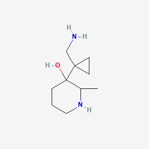 molecular formula C10H20N2O B13157557 3-[1-(Aminomethyl)cyclopropyl]-2-methylpiperidin-3-ol 