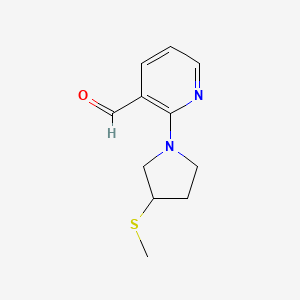 molecular formula C11H14N2OS B13157609 2-[3-(Methylsulfanyl)pyrrolidin-1-yl]pyridine-3-carbaldehyde 