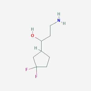 molecular formula C8H15F2NO B13157628 3-Amino-1-(3,3-difluorocyclopentyl)propan-1-ol 