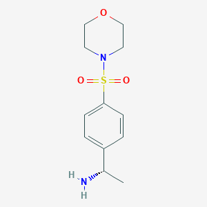 molecular formula C12H18N2O3S B13157741 (1S)-1-[4-(morpholin-4-ylsulfonyl)phenyl]ethanamine 