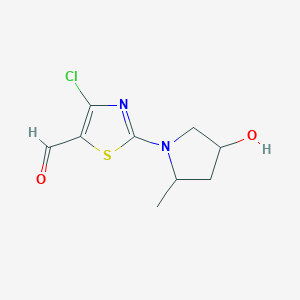 molecular formula C9H11ClN2O2S B13157783 4-Chloro-2-(4-hydroxy-2-methylpyrrolidin-1-yl)-1,3-thiazole-5-carbaldehyde 