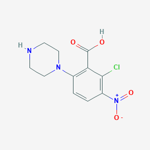 2-Chloro-3-nitro-6-(piperazin-1-yl)benzoic acid