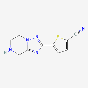 molecular formula C10H9N5S B13157800 5-{5H,6H,7H,8H-[1,2,4]triazolo[1,5-a]pyrazin-2-yl}thiophene-2-carbonitrile 