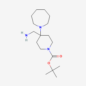 molecular formula C17H33N3O2 B13157881 Tert-butyl 4-(aminomethyl)-4-(azepan-1-yl)piperidine-1-carboxylate 