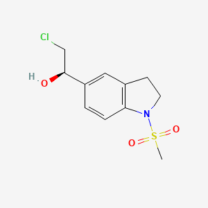 molecular formula C11H14ClNO3S B13157883 (1R)-2-Chloro-1-(1-methanesulfonyl-2,3-dihydro-1H-indol-5-yl)ethan-1-ol 