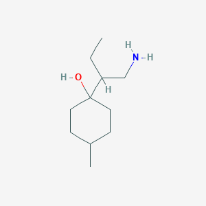 molecular formula C11H23NO B13157949 1-(1-Aminobutan-2-yl)-4-methylcyclohexan-1-ol 