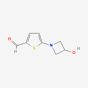 molecular formula C8H9NO2S B13157955 5-(3-Hydroxyazetidin-1-yl)thiophene-2-carbaldehyde 