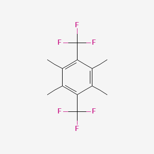 molecular formula C12H12F6 B13158024 1,2,4,5-Tetramethyl-3,6-bis(trifluoromethyl)benzene 