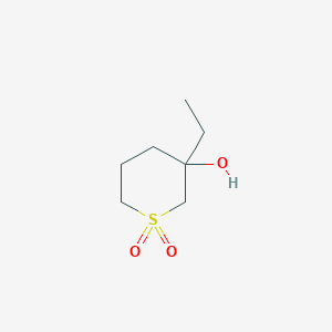 molecular formula C7H14O3S B13158160 3-Ethyl-3-hydroxy-1lambda6-thiane-1,1-dione 