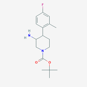 molecular formula C17H25FN2O2 B13158171 Tert-butyl 3-amino-4-(4-fluoro-2-methylphenyl)piperidine-1-carboxylate 