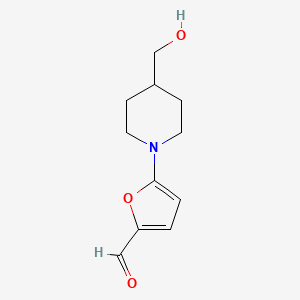 molecular formula C11H15NO3 B13158177 5-[4-(Hydroxymethyl)piperidin-1-yl]furan-2-carbaldehyde 