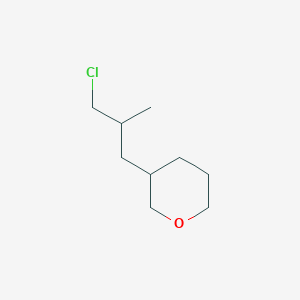 molecular formula C9H17ClO B13158227 3-(3-Chloro-2-methylpropyl)oxane 