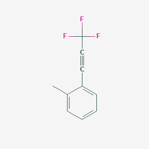 molecular formula C10H7F3 B13158255 1-Methyl-2-(3,3,3-trifluoro-1-propynyl)benzene 