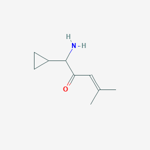 molecular formula C9H15NO B13158315 1-Amino-1-cyclopropyl-4-methylpent-3-en-2-one 