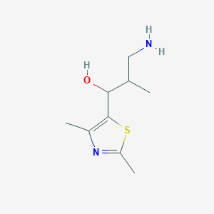 molecular formula C9H16N2OS B13158326 3-Amino-1-(dimethyl-1,3-thiazol-5-yl)-2-methylpropan-1-ol 