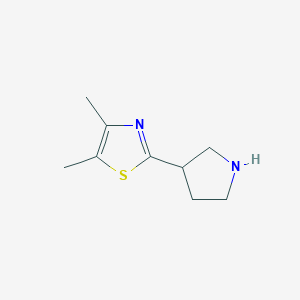 molecular formula C9H14N2S B13158355 4,5-Dimethyl-2-(pyrrolidin-3-YL)-1,3-thiazole 