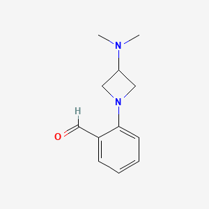 molecular formula C12H16N2O B13158360 2-[3-(Dimethylamino)azetidin-1-yl]benzaldehyde 