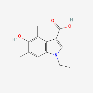 molecular formula C14H17NO3 B13158377 1-Ethyl-5-hydroxy-2,4,6-trimethyl-1H-indole-3-carboxylic acid 