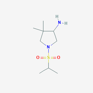 molecular formula C9H20N2O2S B13158421 4,4-Dimethyl-1-(propane-2-sulfonyl)pyrrolidin-3-amine 