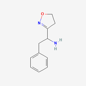 molecular formula C11H14N2O B13158475 1-(4,5-Dihydro-1,2-oxazol-3-yl)-2-phenylethan-1-amine CAS No. 1258640-70-8