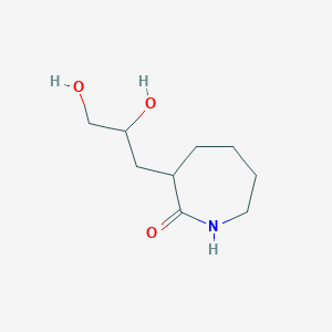 molecular formula C9H17NO3 B13158503 3-(2,3-Dihydroxypropyl)azepan-2-one 