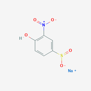 molecular formula C6H4NNaO5S B13158512 Sodium 4-hydroxy-3-nitrobenzene-1-sulfinate 