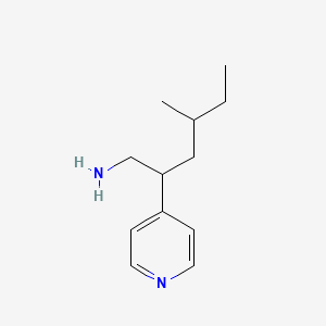 molecular formula C12H20N2 B13158550 4-Methyl-2-(pyridin-4-yl)hexan-1-amine 